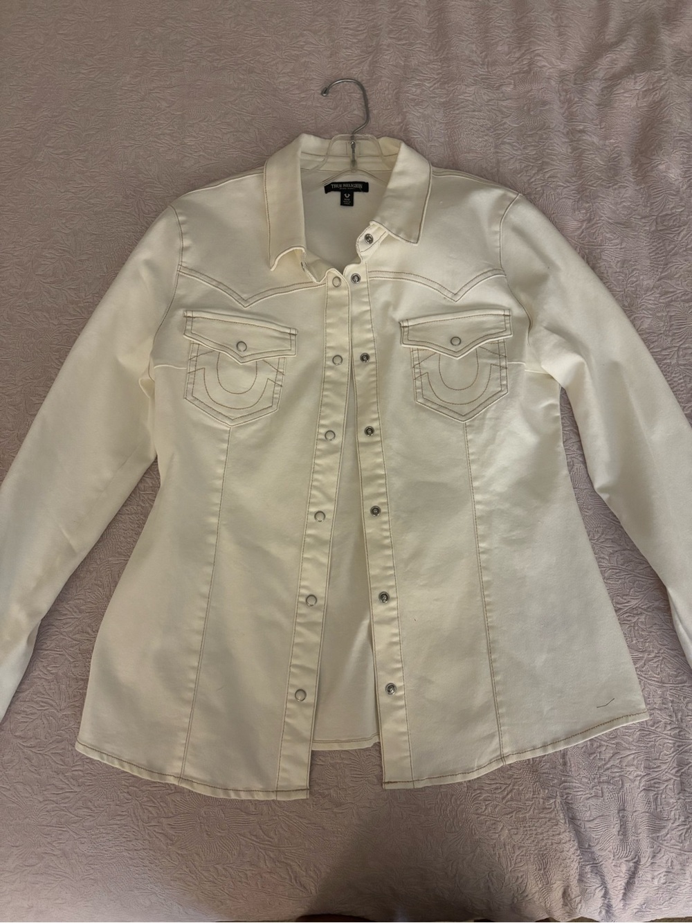 True Religion Cream Western-Style Denim Jacket